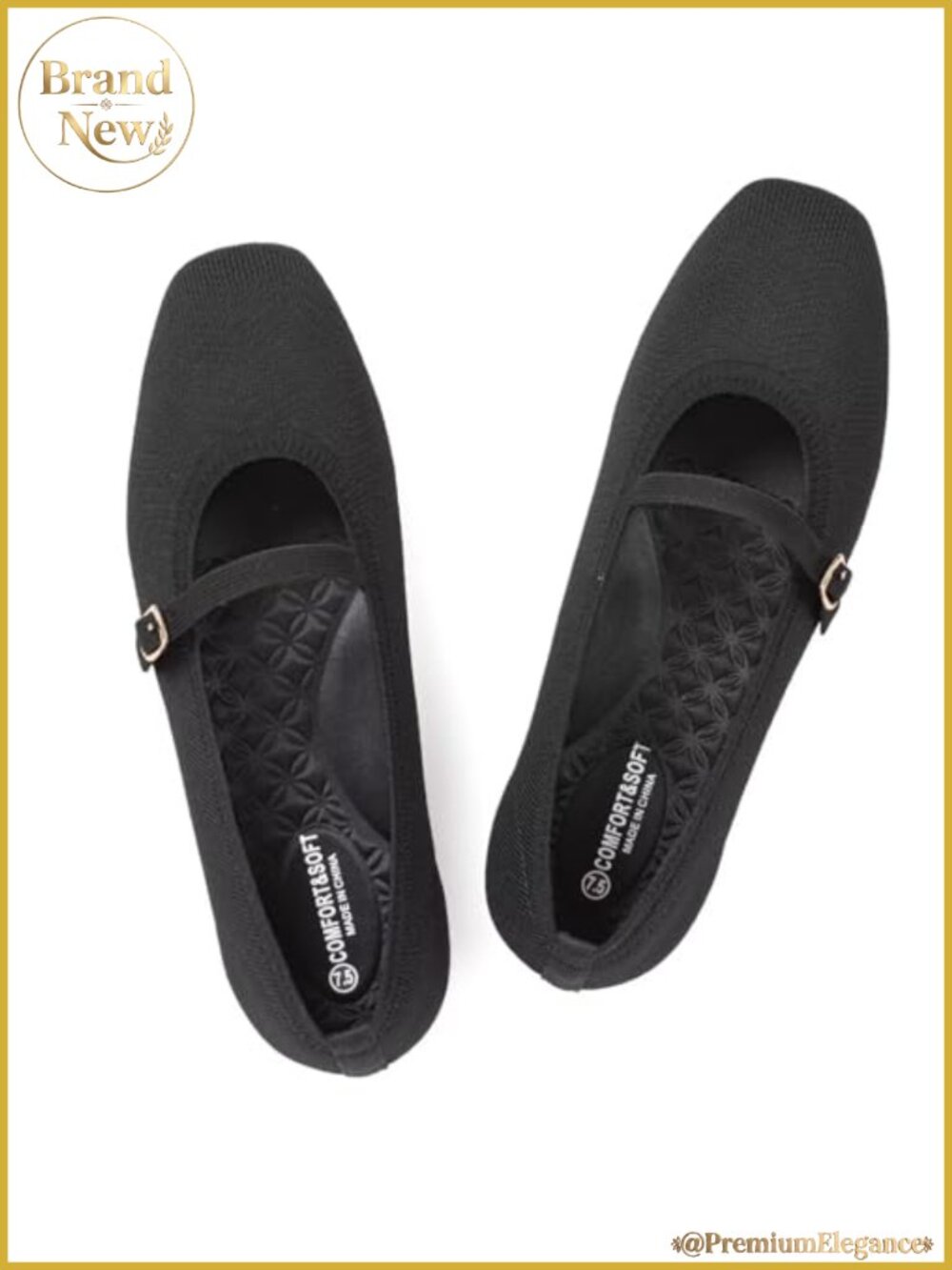 Mary Jane Flats Slip On Square Toe Knit Washable Comfortable Dressy Work Ankle